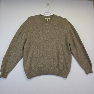 Cabelas Sweater Mens 2XLT Tall Brown Crew Neck Wool Chunky Knit Cabincore Preppy